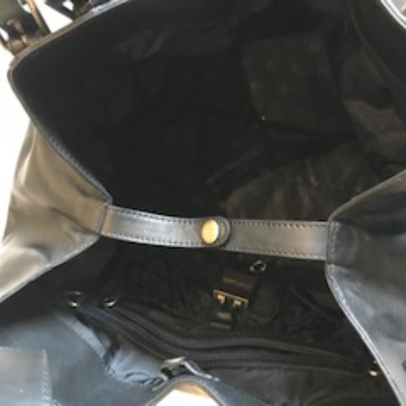 Danier Black Leather Handbag with Trendy Buckles - Picture 3 of 6